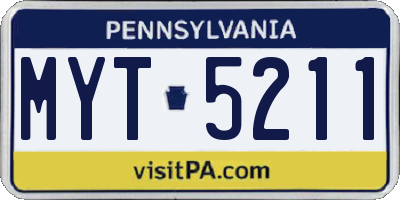 PA license plate MYT5211