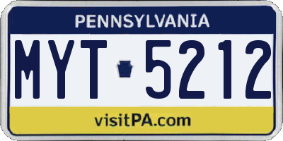 PA license plate MYT5212