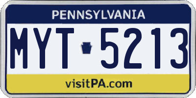 PA license plate MYT5213