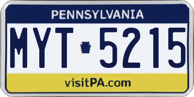 PA license plate MYT5215