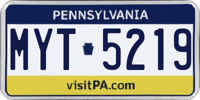 PA license plate MYT5219