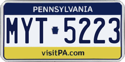 PA license plate MYT5223