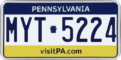 PA license plate MYT5224