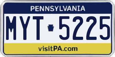 PA license plate MYT5225
