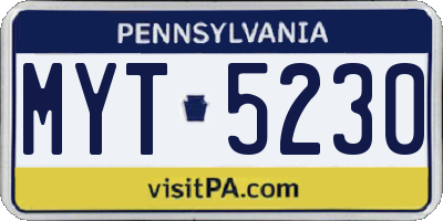 PA license plate MYT5230