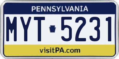 PA license plate MYT5231