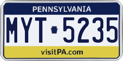 PA license plate MYT5235