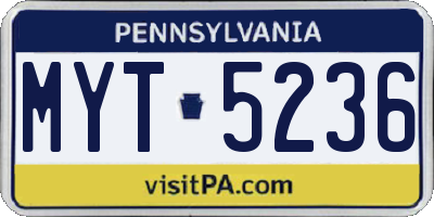 PA license plate MYT5236