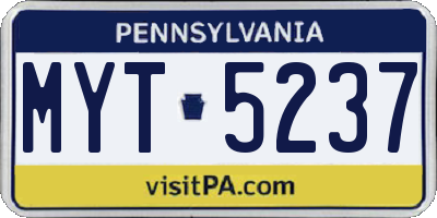 PA license plate MYT5237