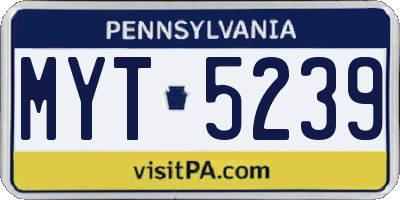 PA license plate MYT5239