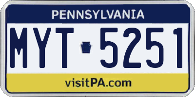 PA license plate MYT5251