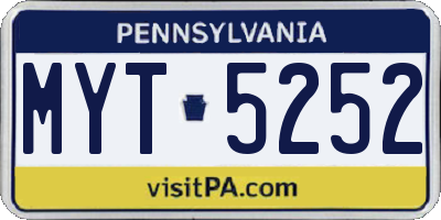 PA license plate MYT5252
