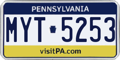 PA license plate MYT5253