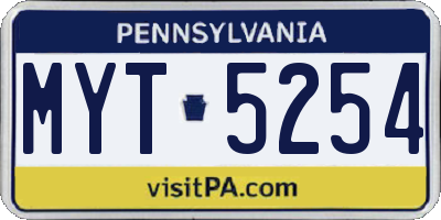 PA license plate MYT5254