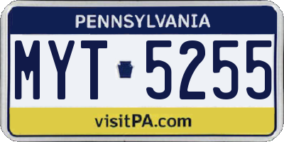 PA license plate MYT5255