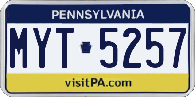PA license plate MYT5257