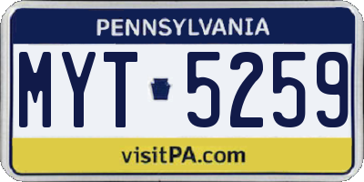 PA license plate MYT5259