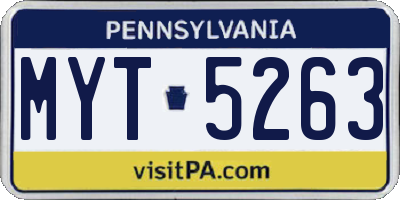PA license plate MYT5263