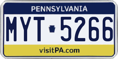 PA license plate MYT5266