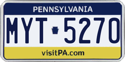 PA license plate MYT5270
