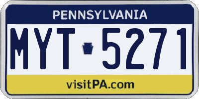 PA license plate MYT5271