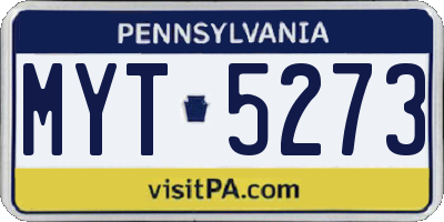 PA license plate MYT5273