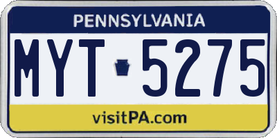 PA license plate MYT5275