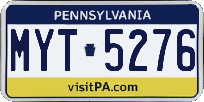 PA license plate MYT5276