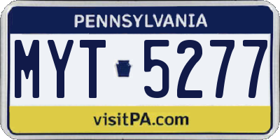 PA license plate MYT5277
