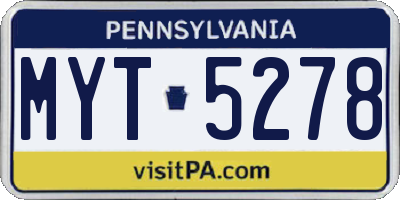 PA license plate MYT5278