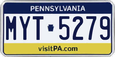 PA license plate MYT5279