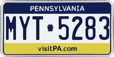 PA license plate MYT5283