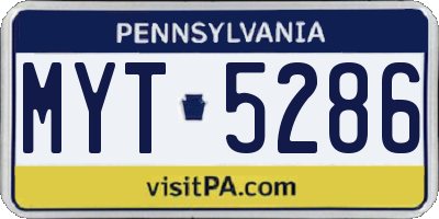 PA license plate MYT5286