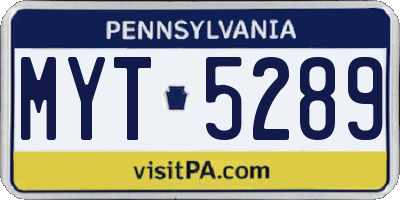 PA license plate MYT5289