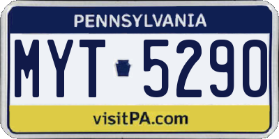 PA license plate MYT5290