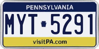 PA license plate MYT5291