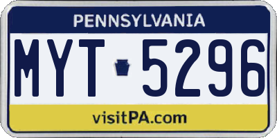 PA license plate MYT5296