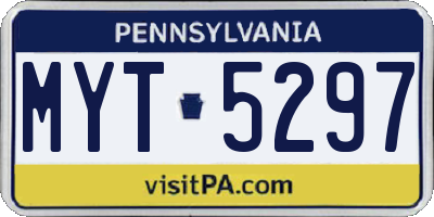 PA license plate MYT5297