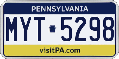 PA license plate MYT5298