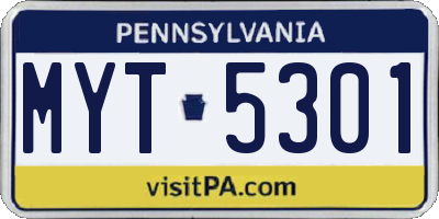 PA license plate MYT5301