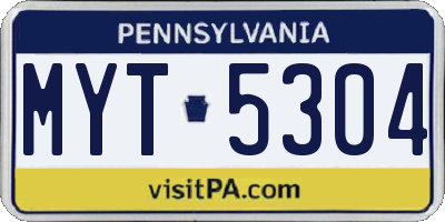 PA license plate MYT5304