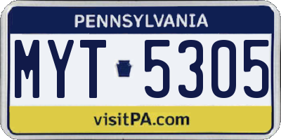 PA license plate MYT5305