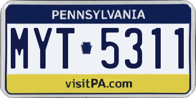 PA license plate MYT5311