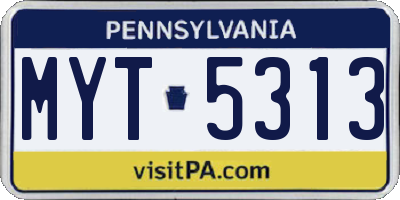 PA license plate MYT5313