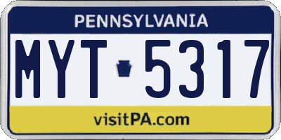 PA license plate MYT5317