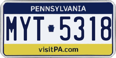 PA license plate MYT5318