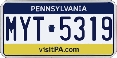 PA license plate MYT5319