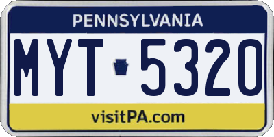 PA license plate MYT5320