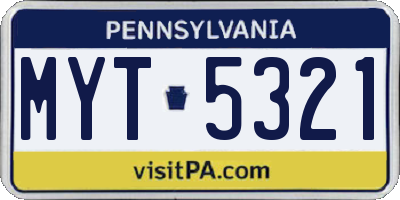 PA license plate MYT5321
