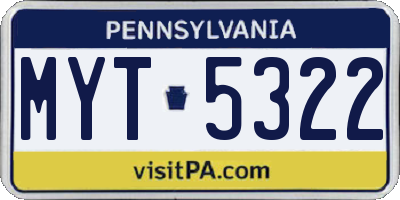 PA license plate MYT5322